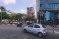 Daily Life of the Maldivian Central Streets with Buildings, Shops, People and Bikes in the Male City