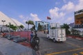 Daily Life of the Maldivian Central Streets with Buildings, Shops, People and Bikes in the Male City