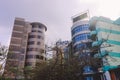 Daily Life of the Maldivian Central Streets with Buildings, Shops, People and Bikes in the Male City