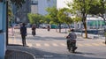 Maldivian Local People riding on the Bikes on the Male City streets