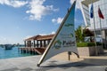 Male, Maldives - November 22, 2019: Welcome sign to the Maldives at the Velana International Airport MLE airport code