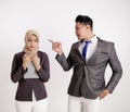 male manager was angry with the female staff for making a mistake. concept of work office