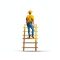 Male Manager Climbing Ladder In Vector Illustration