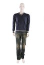 Male mannequin dressed in sweater and jeans