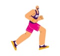 Male marathon runner, bald man in sportswear jogging, sport and fitness cartoon character number 18 vector illustration