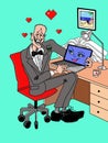 Male married to the computer