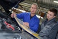 male mechanics working on car engine Royalty Free Stock Photo
