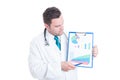 Male medic looking at statistics on clipboard Royalty Free Stock Photo