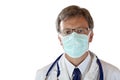 Male medical doctor with infection protection mask Royalty Free Stock Photo