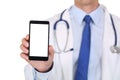 Male medicine doctor holding mobile phone