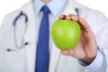 Male medicine therapeutist doctor hands holding green fresh ripe Royalty Free Stock Photo