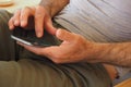 male mobile phone male hands electronic device communication mobile data business gadget program computer