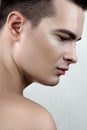 Male model with drops on face Royalty Free Stock Photo