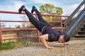 Male Model Workout Push Ups Outdoor