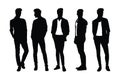 Male models and actors with anonymous faces. Fashion model boys silhouette collection. Male model silhouette on a white background