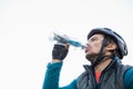 Male mountain biker drinking water Royalty Free Stock Photo