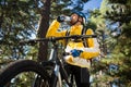 Male mountain biker drinking water Royalty Free Stock Photo