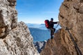 Male mountain climber on a Via Ferrata Royalty Free Stock Photo