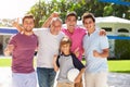 Male Multi Generation Family Playing Volleyball In Garden Royalty Free Stock Photo