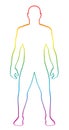 Male Muscular Shape Rainbow Colored Outline Illustration