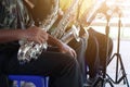 a male musician playing a saxophone Musical instruments Selectable focus