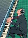 Male musician plays the piano. Jazz or classical music, concert