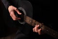 Professional musician playing guitar close-up of hands Royalty Free Stock Photo