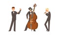 Male Musicians of Symphonic Orchestra Playing Various Musical Instruments Vector Set Royalty Free Stock Photo