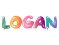 Male name Logan text balloons