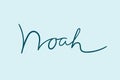 Male name Noah. Handwritten lettering calligraphy Boy name