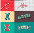 ,Male name,XAVIER in various Retro graphic design elements, set of vector Retro Typography graphic design illustration