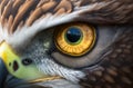 Male Northern Harriers eye, macro shot of an eagle eye