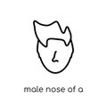 Male nose of a line icon. Trendy modern flat linear vector Male