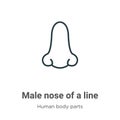 Male nose of a line outline vector icon. Thin line black male nose of a line icon, flat vector simple element illustration from