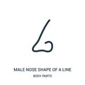 male nose shape of a line icon vector from body parts collection. Thin line male nose shape of a line outline icon vector