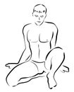Male Nude Young Man Naked With Pants Artwork Illustration Royalty Free Stock Photo