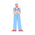 Male nurse in blue medical uniform with doctor stethoscope Royalty Free Stock Photo