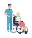 male nurse caring old woman