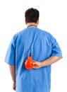 Male nurse with clyster Royalty Free Stock Photo