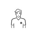 Male nurse hand drawn outline doodle icon.