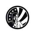 Male Nurse Wearing Surgical Mask USA Flag Mascot Black and White Royalty Free Stock Photo