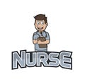 Male Nurse Color Logo Illustration Design