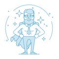 Male office worker in a superhero costume.