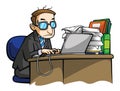 Male Office Worker Tired Color Illustration Design