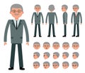 Male old businessman character constructor for different poses. Royalty Free Stock Photo