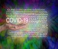 Coronavirus COVID 19 awareness tag word cloud Royalty Free Stock Photo