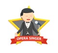 Male opera singer with microphone on emblem