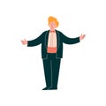 Male Opera Singer Performing On Stage, Man Giving Representation Tuxedo and Bow Tie Vector Illustration