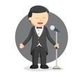 Male opera singer standing with microphone Royalty Free Stock Photo