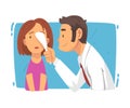 Male Ophthalmologist Doctor Doing Eyesight Test to Girl, Ophthalmology Diagnostics, Vision Correction, Medical Treatment